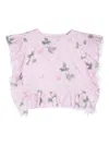 Monnalisa Floral-print Cotton Crop Top In Pink