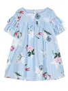 Monnalisa Floral-print Cotton Dress In Blue