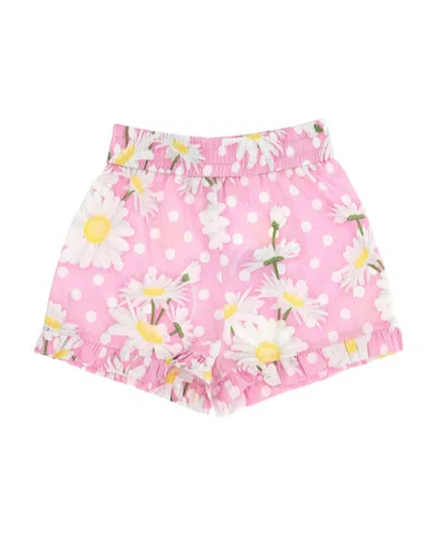 Monnalisa Floral-print Cotton Shorts In Pink