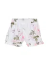 Monnalisa Floral-print Cotton Shorts In White