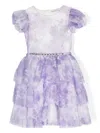 Monnalisa Floral-print Crystal-embellished Dress In White