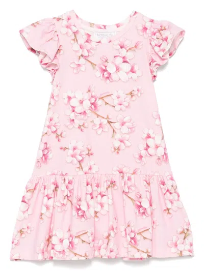 Monnalisa Kids' Floral-print Dress In Pink