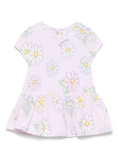 Monnalisa Babies' Floral-print Dress In Pink