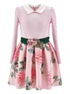 Monnalisa Rose-print Embellished Dress In Pink
