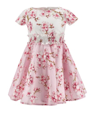 Monnalisa Floral-print Dress In Pink