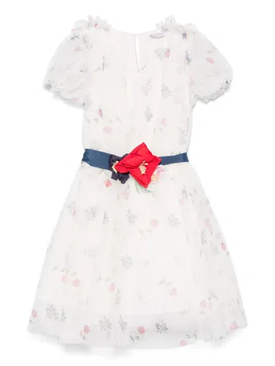Monnalisa Kids' Floral-print Dress In White