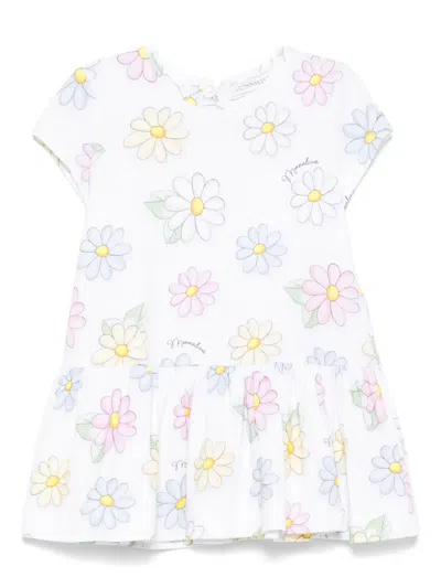 Monnalisa Babies' Floral-print Dress In White