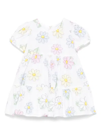 Monnalisa Babies' Floral-print Dress In White