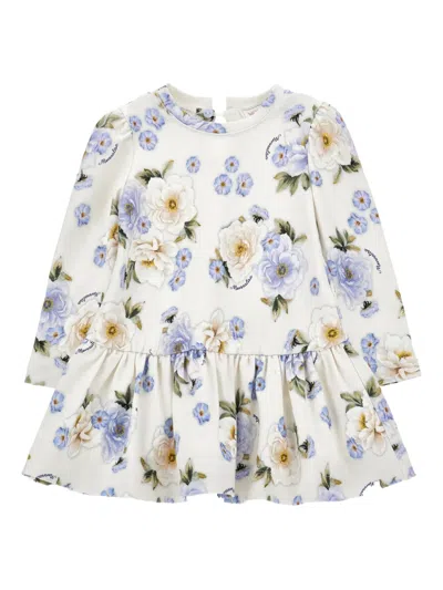 Monnalisa Kids' Floral-print Dress In White