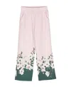 Monnalisa Floral-print Elastic Waist Trousers In Pink
