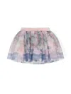 Monnalisa Floral-print High-waist Tutu In Pink