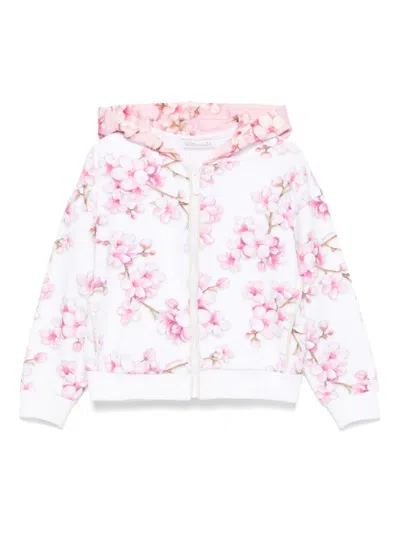 Monnalisa Kids' Floral-print Hoodie In White
