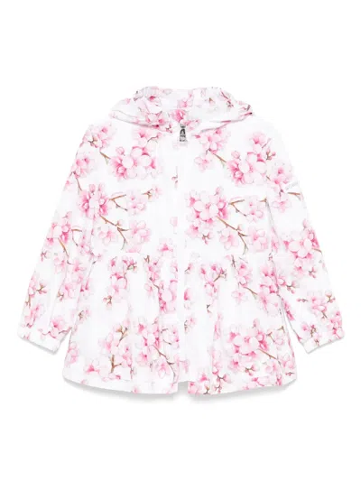 Monnalisa Kids' Floral-print Jacket In White