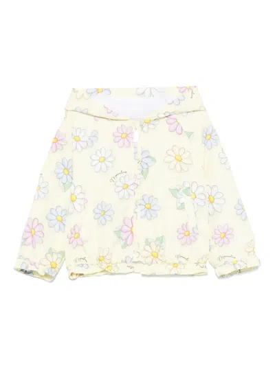 Monnalisa Babies' Floral-print Jacket In Yellow