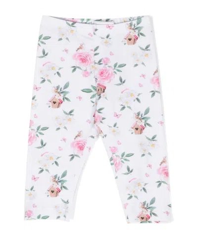 Monnalisa Floral-print Jersey Leggings In White