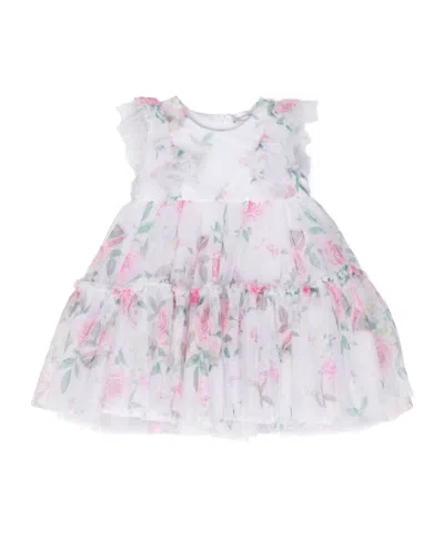 Monnalisa Floral-print Layered Dress In White