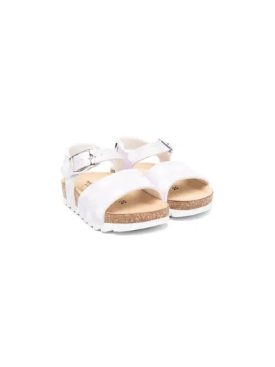 Monnalisa Babies' Floral-print Leather Sandals In Purple