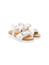 Monnalisa Floral-print Buckled Sandals In White