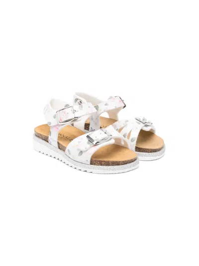 Monnalisa Kids' Floral-print Buckled Sandals In 紫色