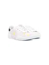Monnalisa Floral-print Leather Sneakers In White