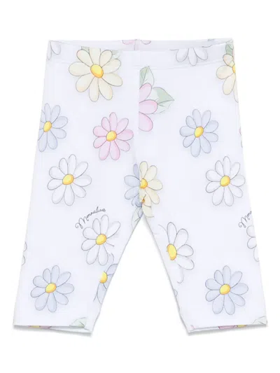 Monnalisa Babies' Floral-print Leggings In 白色