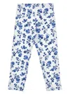 Monnalisa Floral-print Leggings In Blue