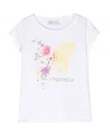 Monnalisa Floral-print Logo-embellished T-shirt In White