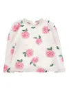 Monnalisa Floral-print Long-sleeve Top In White