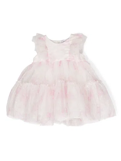 Monnalisa Babies' Floral-print Ruffled Flared Dress In Pink