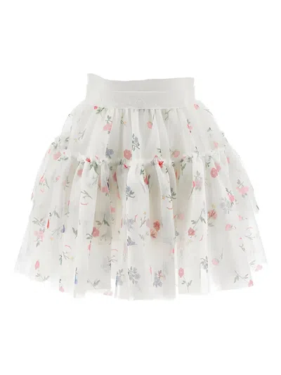 Monnalisa Kids' Floral-print Ruffled Skirt In Multi