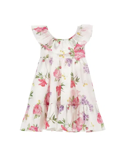 Monnalisa Floral Print Ruffled Trim Tiered Mini Skirt For Girls In Multicolor