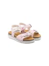 Monnalisa Floral-print Sandals In Pink