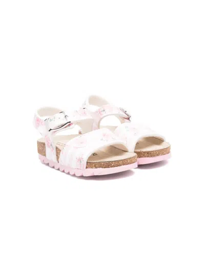 Monnalisa Babies' Floral-print Sandals In Pink