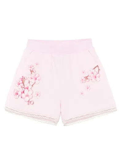 Monnalisa Kids' Floral-print Shorts In Pink