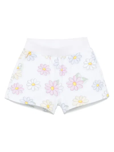 Monnalisa Babies' Floral-print Shorts In White