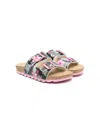 Monnalisa Floral-print Slides In 粉色