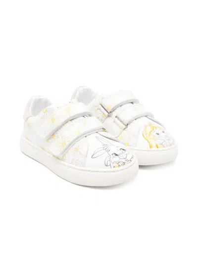 Monnalisa Kids' Floral-print Sneakers In White