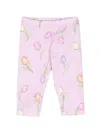 Monnalisa Floral-print Stretch-cotton Leggings In Pink