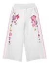 Monnalisa Floral-print Stripe-detail Track Pants In White