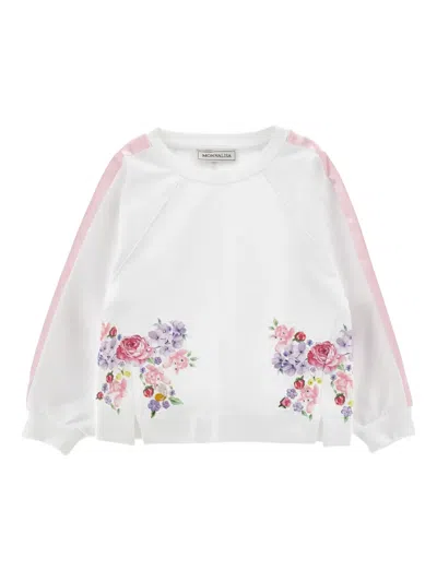 Monnalisa Kids' Floral-print Sweatshirt In Yellow