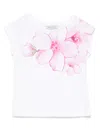 Monnalisa T-shirt Mit Blumen-print In Weiss