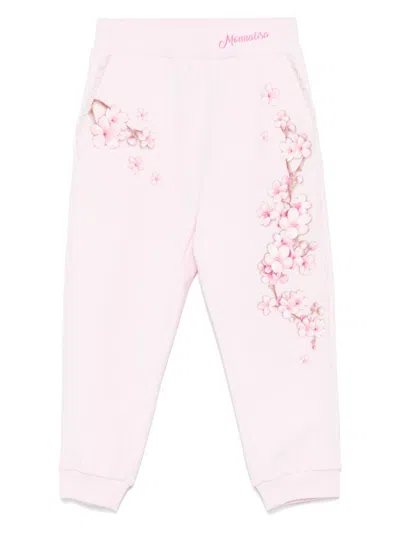 Monnalisa Kids' Floral-print Track Pants In Pink