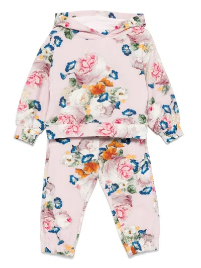 Monnalisa Kids' Floral-print Tracksuit In Pink