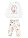 Monnalisa Floral-print Trouser Set In White