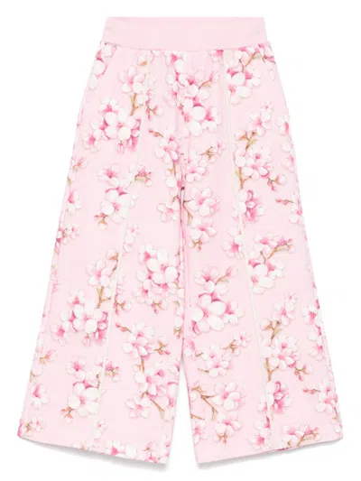 Monnalisa Kids' Floral-print Trousers In Pink