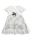 Monnalisa Floral-print Tulle Dress In White