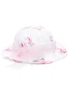 Monnalisa Floral-print Tulle-trim Hat In 白色