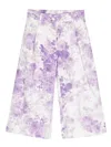 Monnalisa Floral-print Wide-leg Trousers In White