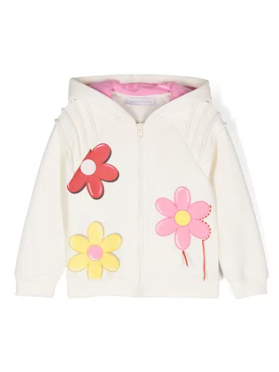 MONNALISA FLORAL-PRINT ZIP-UP HOODIE