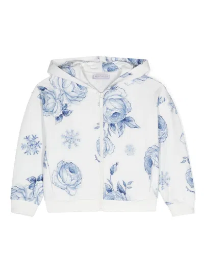 MONNALISA FLORAL-PRINT ZIPPED HOODIE